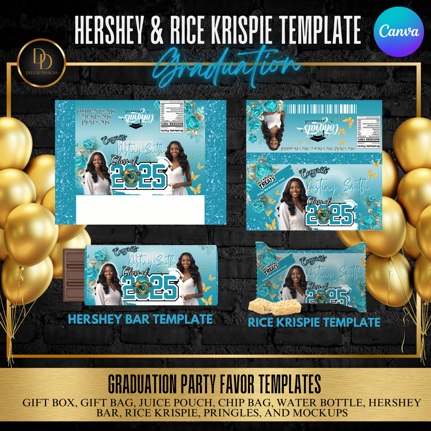Graduation 2025 Party Favor Bundle | DIY Digital Download | Custom Chip Bag, Juice Pouch, Pringles, Water Bottle & More