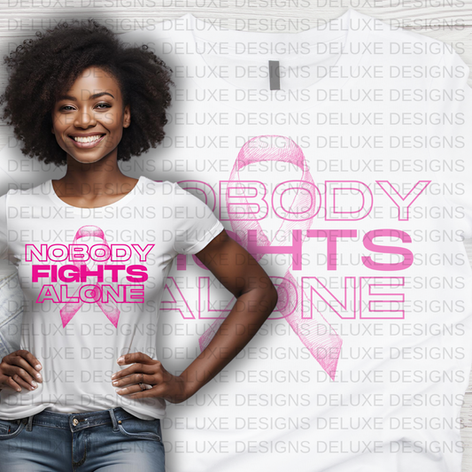 Editable "Nobody Fights Alone" PNG - Support Ribbon Design for Multiple Causes