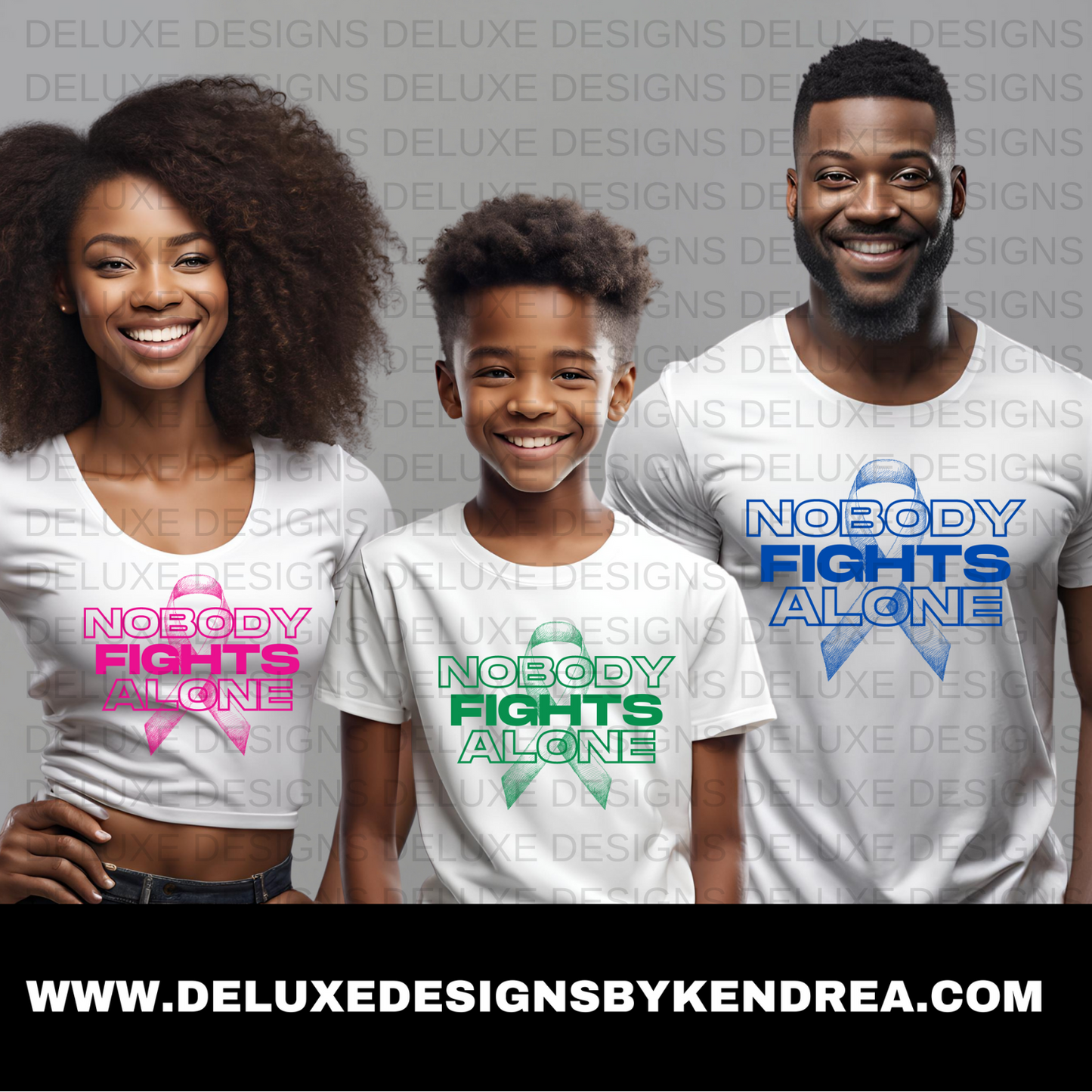Editable "Nobody Fights Alone" PNG - Support Ribbon Design for Multiple Causes