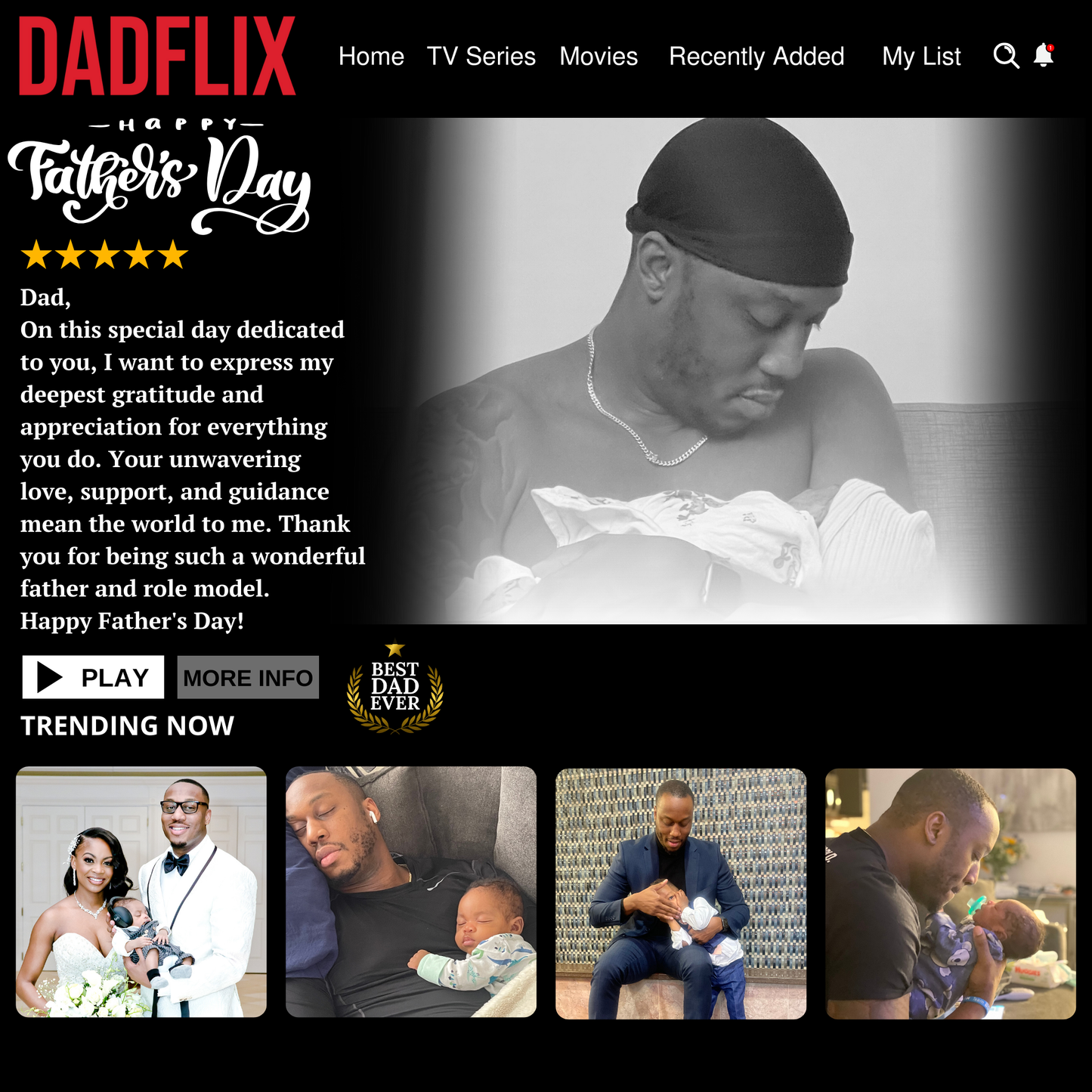 Dadflix Logo & Message Template - Perfect Personalized Father's Day Gift