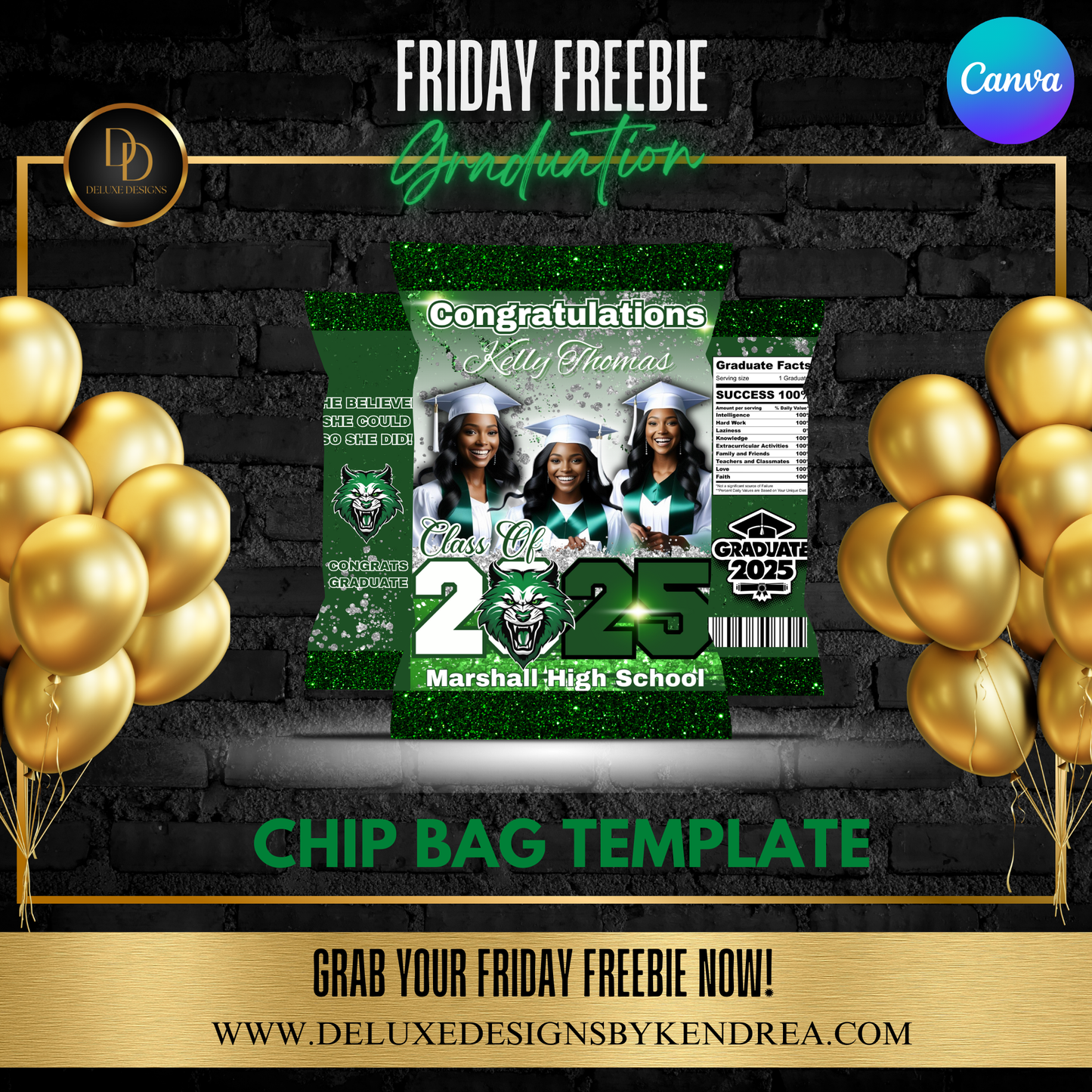 FREE Graduation 2025 Chip Bag Template | Editable Canva Design | DIY Party Favor | Digital Download