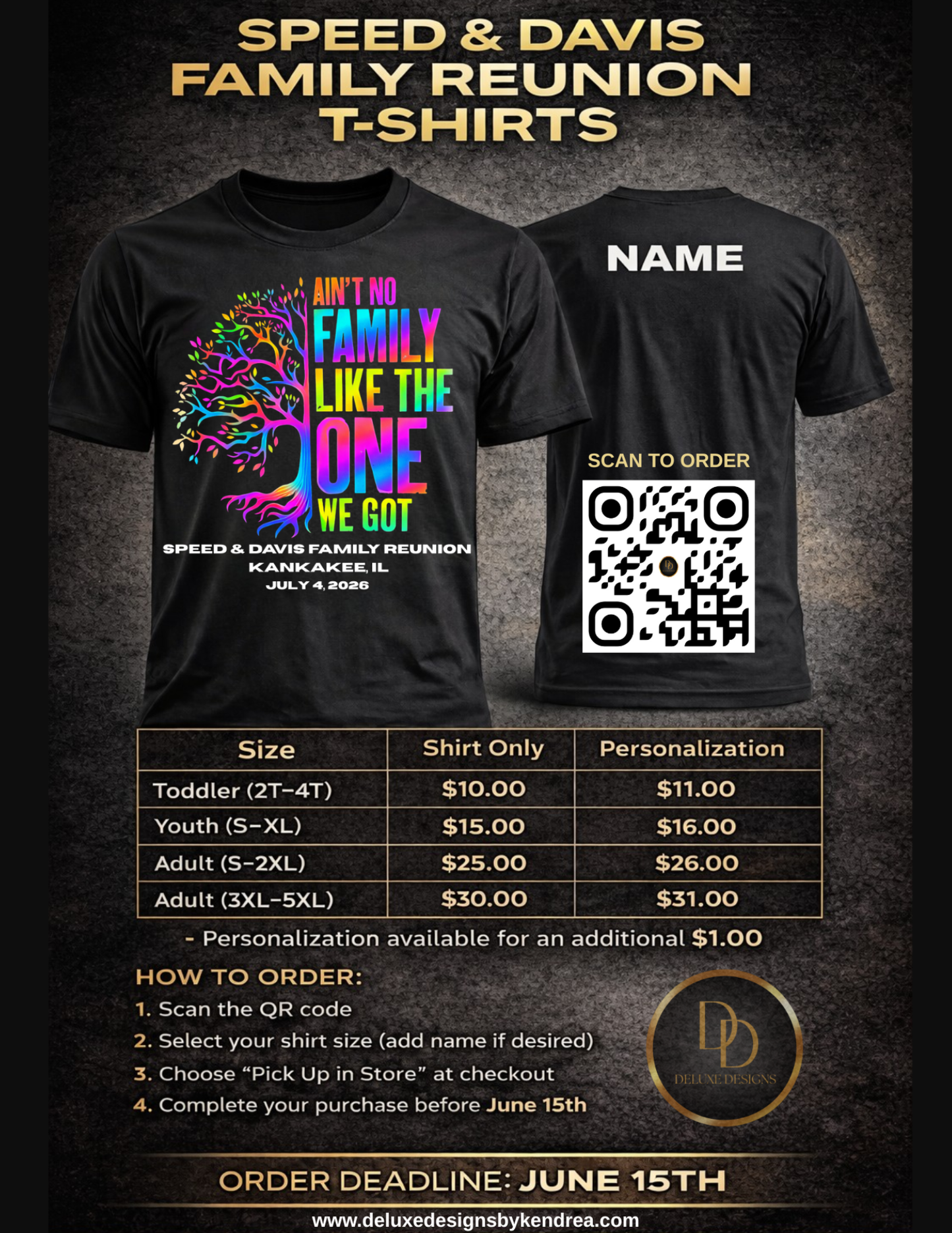 “Ain’t No Family Like The One We Got” Speed and Davis Family Reunion T-Shirts